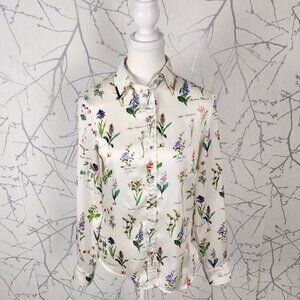Zara Floral Botany Printed Metal Accent Shirt